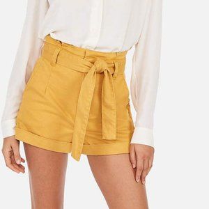 new EXPRESS sash tie gold yellow high waist shorts 2